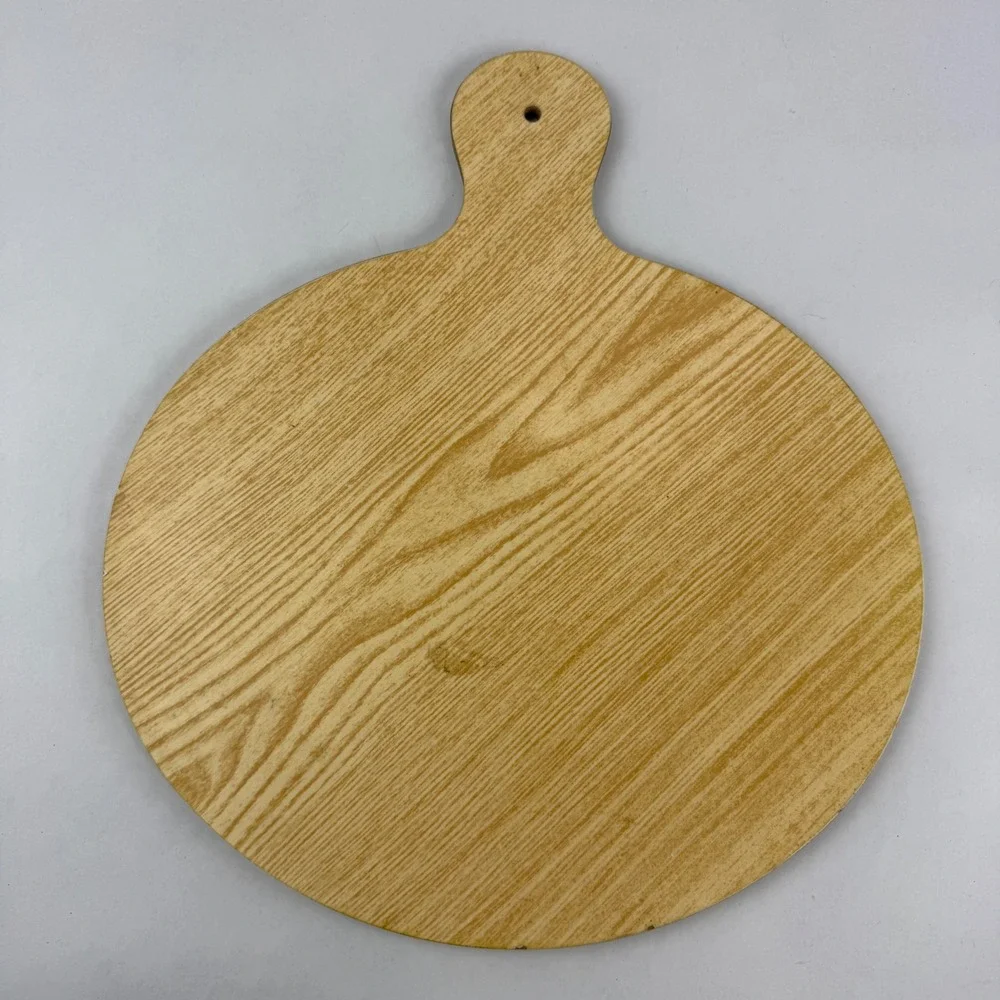 Vintage English Cottage Melamine Cutting Board Round Cheese Platter Handle 11.5
